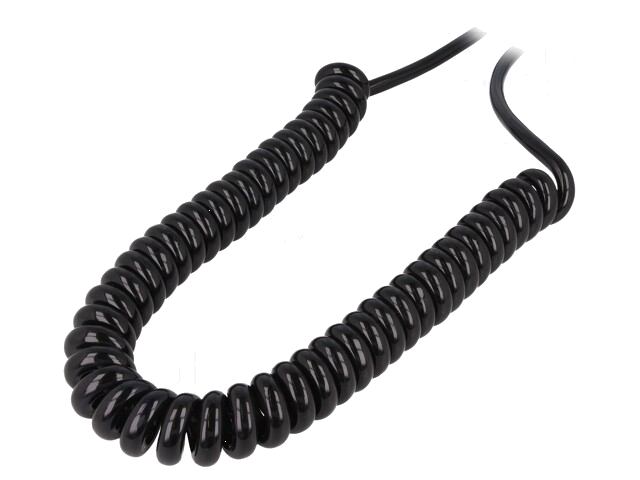 Leiding: spiraalvormig; SPIRAL H07BQ-F; 5G1,5mm2; PUR; zwart; 1m Leiding: spiraalvormig; SPIRAL H07BQ-F; 5G1,5mm2; PUR; zwart; 1m